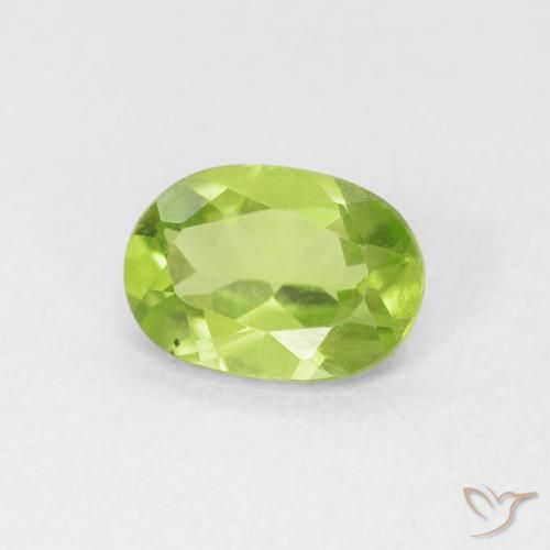 0.86 ct Green Peridot Stone, Natural Peridot in Oval Facet Shape for Sale