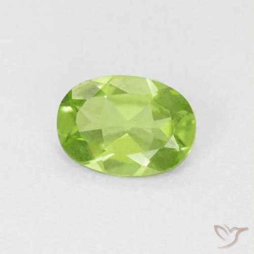 0.78 ct Green Peridot Stone, Natural Peridot in Oval Facet Shape for Sale