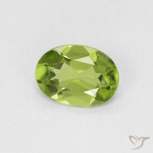 0.83 ct Green Peridot Stone, Natural Peridot in Oval Facet Shape for Sale
