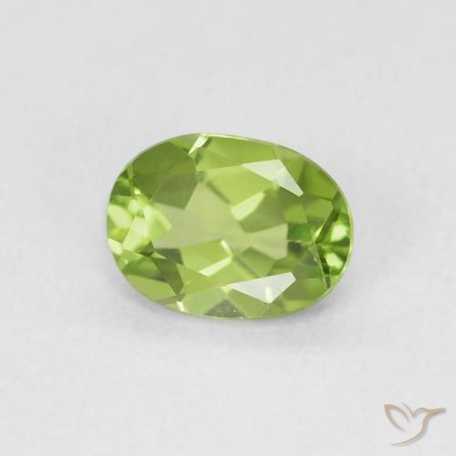 0.90 ct Green Peridot Stone, Natural Peridot in Oval Facet Shape for Sale