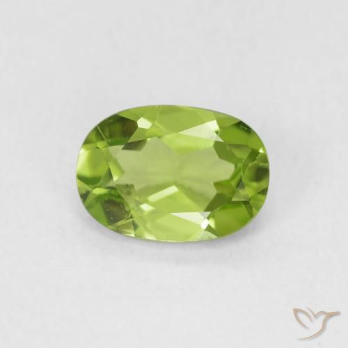 0.92 ct Green Peridot Stone, Natural Peridot in Oval Facet Shape for Sale