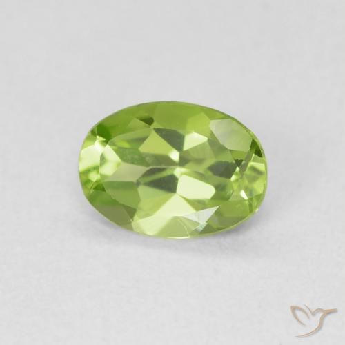 0.83 ct Green Peridot Stone, Natural Peridot in Oval Facet Shape for Sale