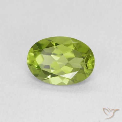 0.88 ct Green Peridot Stone, Natural Peridot in Oval Facet Shape for Sale