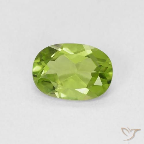 0.85 ct Green Peridot Stone, Natural Peridot in Oval Facet Shape for Sale