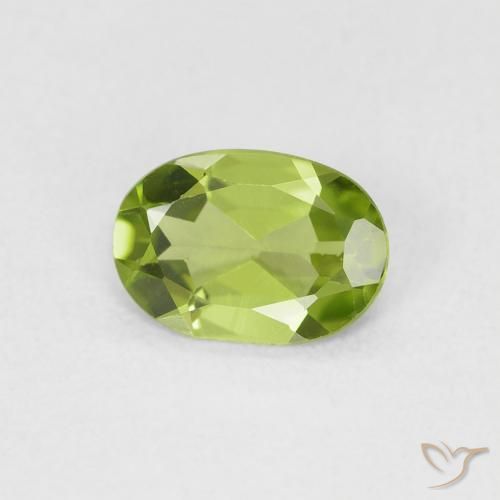 0.70 ct Green Peridot Stone, Natural Peridot in Oval Facet Shape for Sale