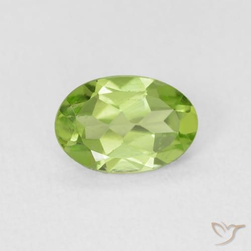 0.74ct Natural Light Lively Green Peridot, Oval, VVS-VS