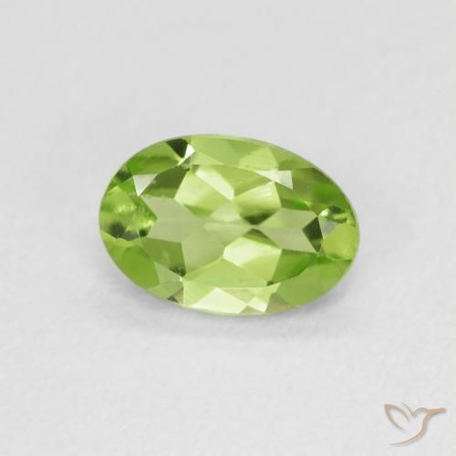0.74 ct Green Peridot Stone, Natural Peridot in Oval Facet Shape for Sale