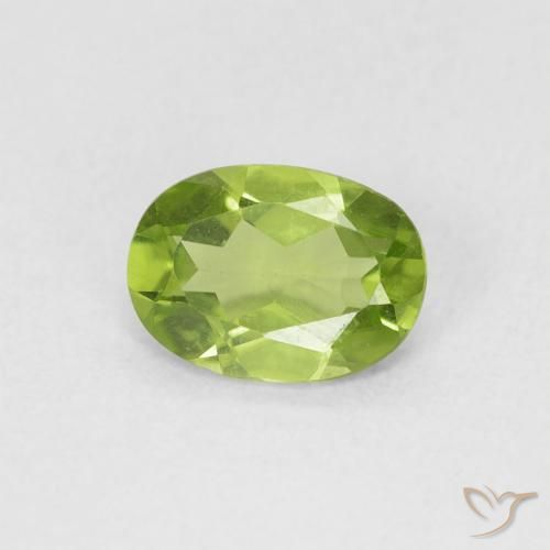 0.80 ct Green Peridot Stone, Natural Peridot in Oval Facet Shape for Sale