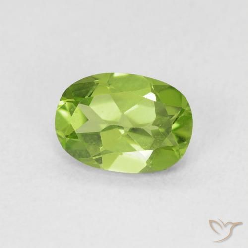 0.92 ct Green Peridot Stone, Natural Peridot in Oval Facet Shape for Sale