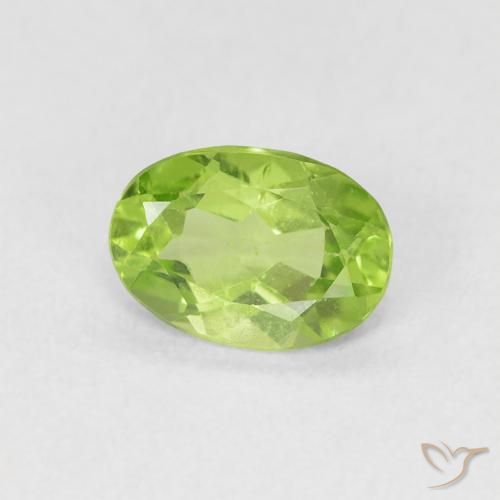 0.80 ct Green Peridot Stone, Natural Peridot in Oval Facet Shape for Sale