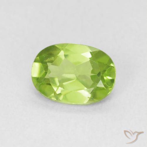 0.90 ct Green Peridot Stone, Natural Peridot in Oval Facet Shape for Sale