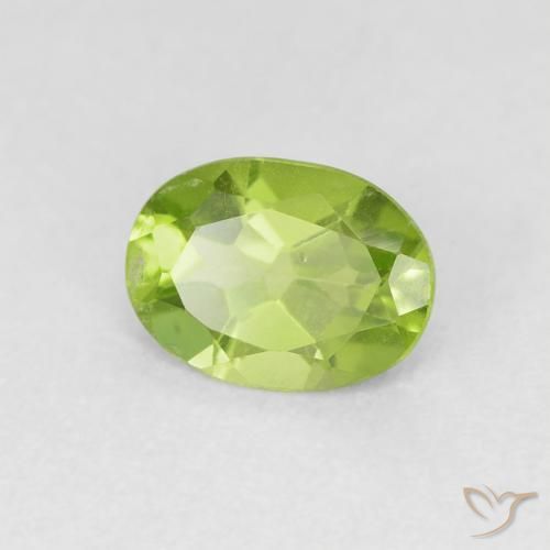 0.83 ct Green Peridot Stone, Natural Peridot in Oval Facet Shape for Sale