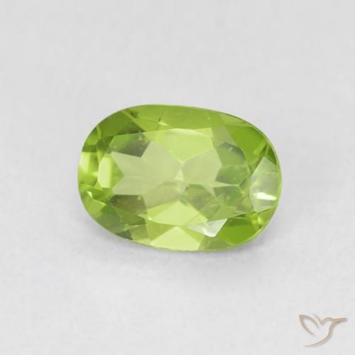 0.87 ct Green Peridot Stone, Natural Peridot in Oval Facet Shape for Sale
