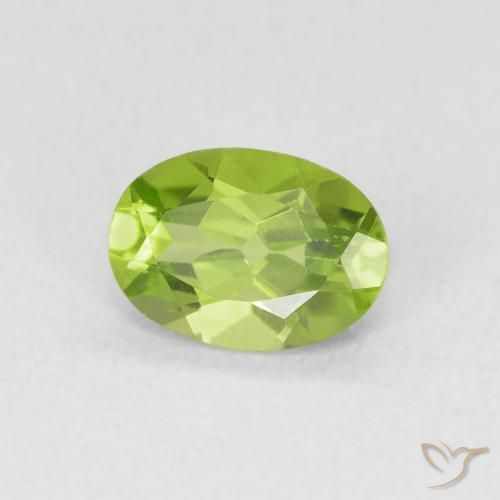 0.84 ct Green Peridot Stone, Natural Peridot in Oval Facet Shape for Sale