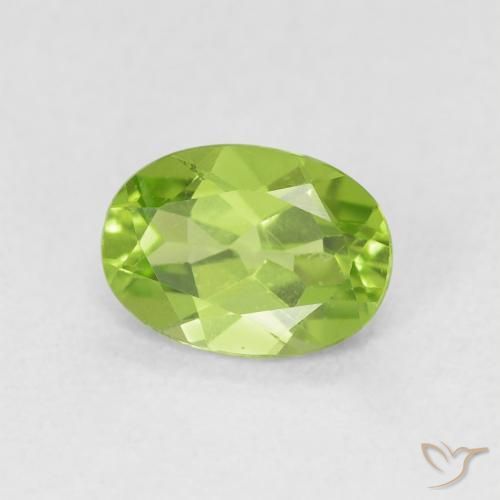 0.91 ct Green Peridot Stone, Natural Peridot in Oval Facet Shape for Sale