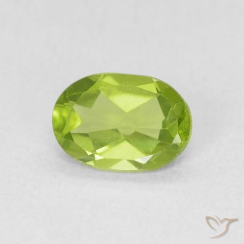 0.78 ct Green Peridot Stone, Natural Peridot in Oval Facet Shape for Sale