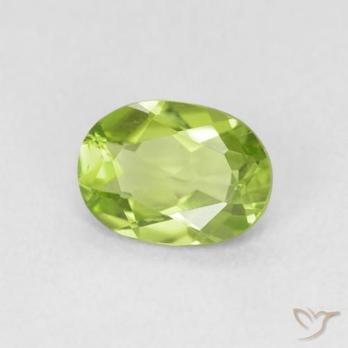 0.81 ct Green Peridot Stone, Natural Peridot in Oval Facet Shape for Sale