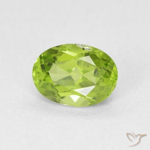 1.07 ct Green Peridot Stone, Natural Peridot in Oval Facet Shape for Sale