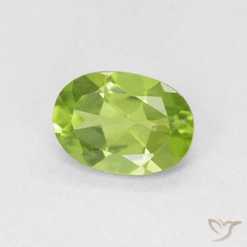 0.90 ct Green Peridot Stone, Natural Peridot in Oval Facet Shape for Sale