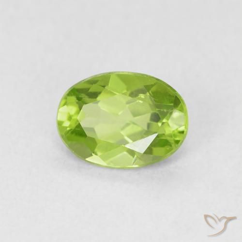 0.79 ct Green Peridot Stone, Natural Peridot in Oval Facet Shape for Sale