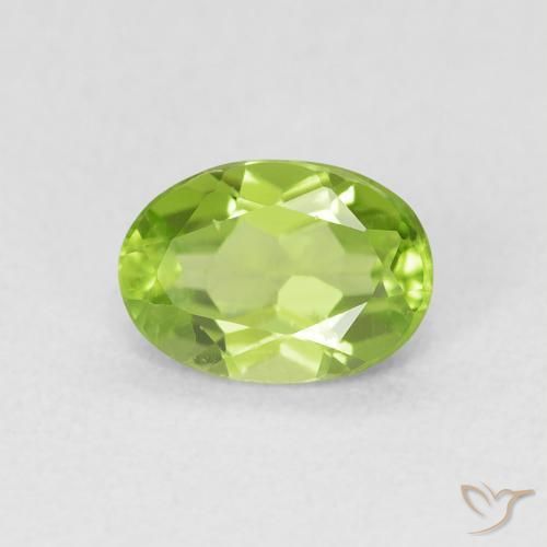 0.89 ct Green Peridot Stone, Natural Peridot in Oval Facet Shape for Sale