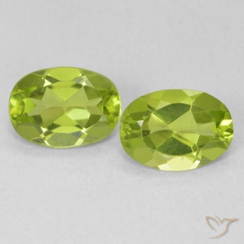 1.58 ctw Green Peridot Stones, Natural Peridot in Oval Facet Shape for Sale