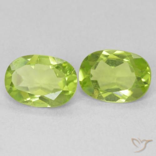 1.64 ctw Green Peridot Stones, Natural Peridot in Oval Facet Shape for Sale