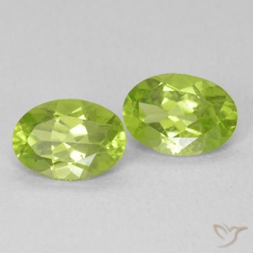 1.48 ctw Green Peridot Stones, Natural Peridot in Oval Facet Shape for Sale
