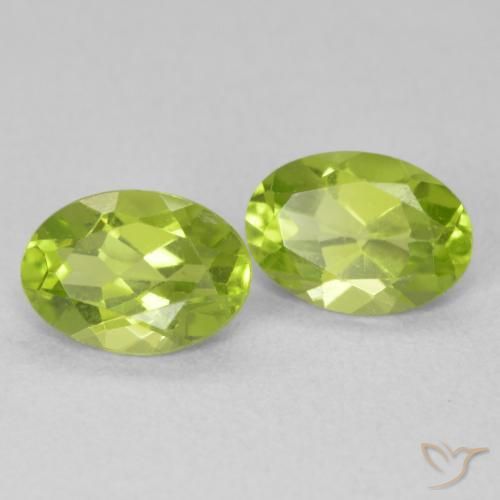 1.60 ctw Green Peridot Stones, Natural Peridot in Oval Facet Shape for Sale