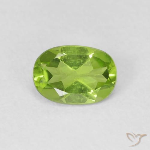 0.89ct Natural Medium Light-Green Peridot, Oval, VVS-VS