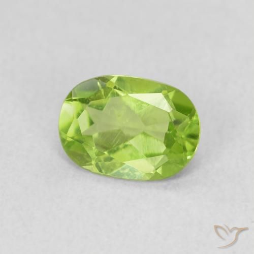 0.85 ct Green Peridot Stone, Natural Peridot in Oval Facet Shape for Sale