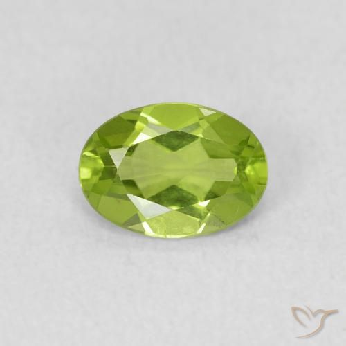 0.74 ct Green Peridot Gemstone, Peridot Gem in Oval Facet Shape for Sale.
