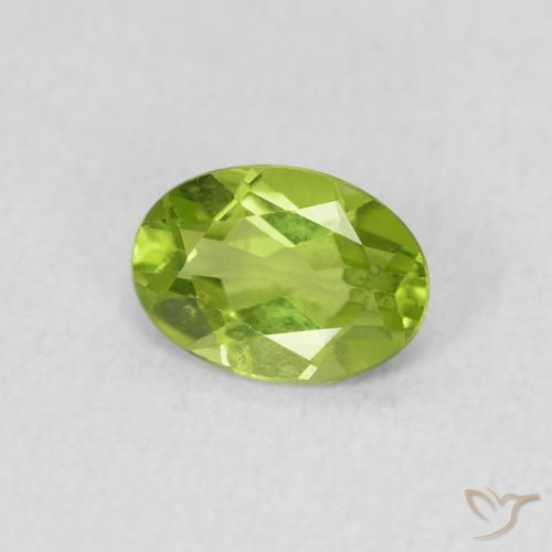 0.74 ct Green Peridot Stone, Natural Peridot in Oval Facet Shape for Sale