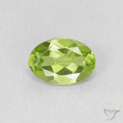 0.76ct Natural Light Lively Green Peridot, Oval, VS