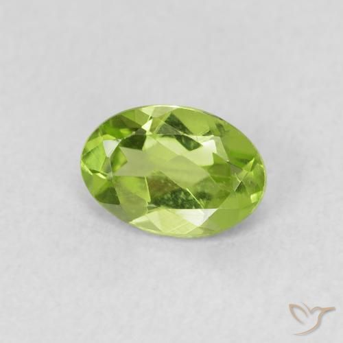 0.76 ct Green Peridot Stone, Natural Peridot in Oval Facet Shape for Sale
