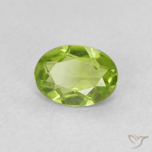 0.82 ct Green Peridot Stone, Natural Peridot in Oval Facet Shape for Sale
