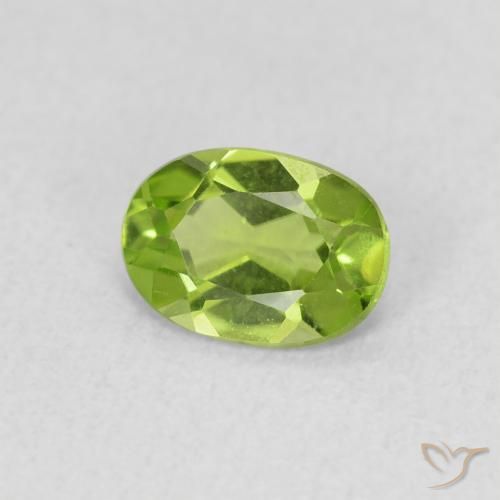 0.79 ct Green Peridot Stone, Natural Peridot in Oval Facet Shape for Sale