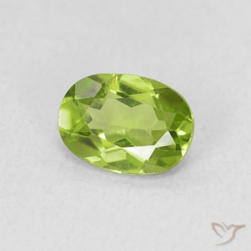 0.84 ct Green Peridot Stone, Natural Peridot in Oval Facet Shape for Sale