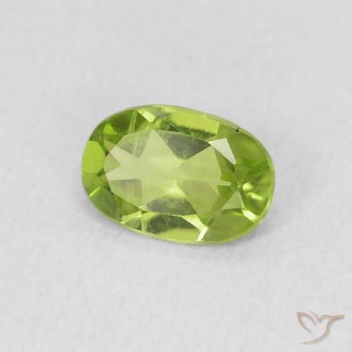 0.73 ct Green Peridot Stone, Natural Peridot in Oval Facet Shape for Sale
