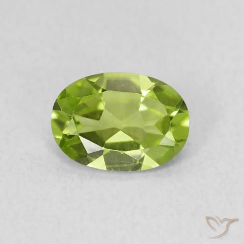 0.78 ct Green Peridot Gemstone, Peridot Gem in Oval Facet Shape for Sale.