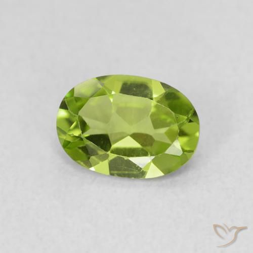 0.78 ct Green Peridot Stone, Natural Peridot in Oval Facet Shape for Sale