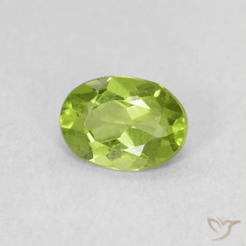 0.76 ct Green Peridot Stone, Natural Peridot in Oval Facet Shape for Sale