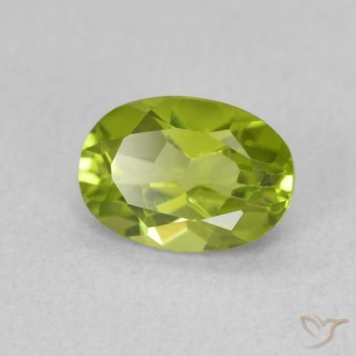0.90 ct Green Peridot Stone, Natural Peridot in Oval Facet Shape for Sale