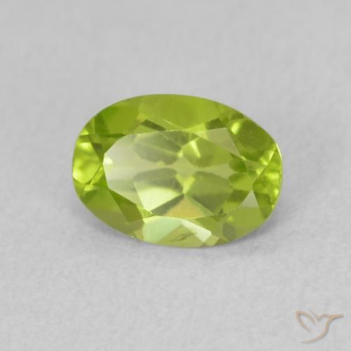 0.85 ct Green Peridot Stone, Natural Peridot in Oval Facet Shape for Sale
