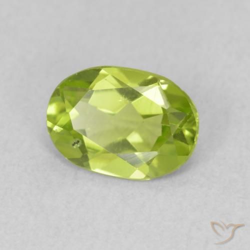 0.80 ct Green Peridot Stone, Natural Peridot in Oval Facet Shape for Sale