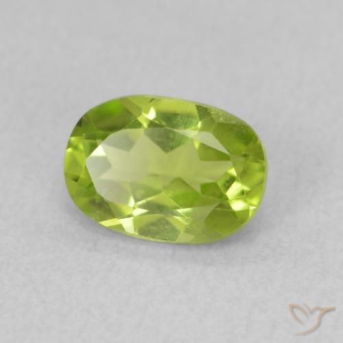 0.93 ct Green Peridot Stone, Natural Peridot in Oval Facet Shape for Sale