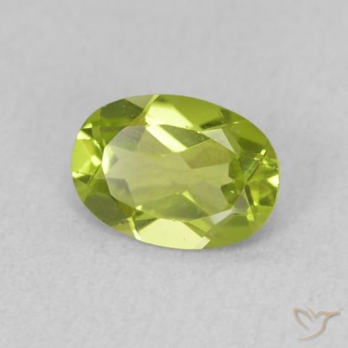 0.80 ct Green Peridot Stone, Natural Peridot in Oval Facet Shape for Sale