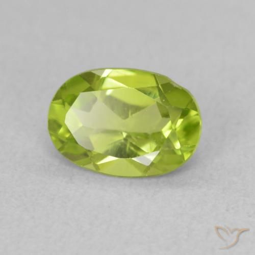 0.84 ct Green Peridot Stone, Natural Peridot in Oval Facet Shape for Sale