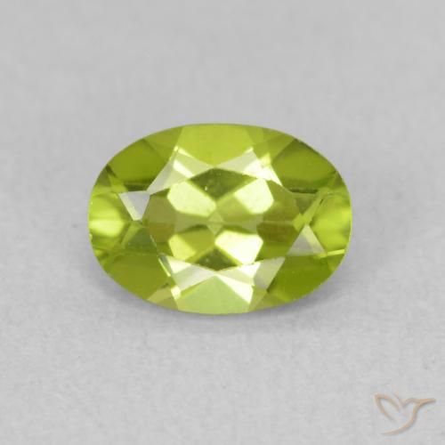 0.78 ct Green Peridot Gemstone, Peridot Gem in Oval Facet Shape for Sale.