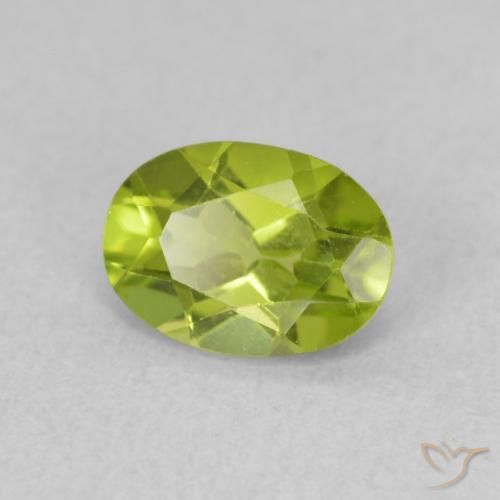 0.78 ct Green Peridot Stone, Natural Peridot in Oval Facet Shape for Sale